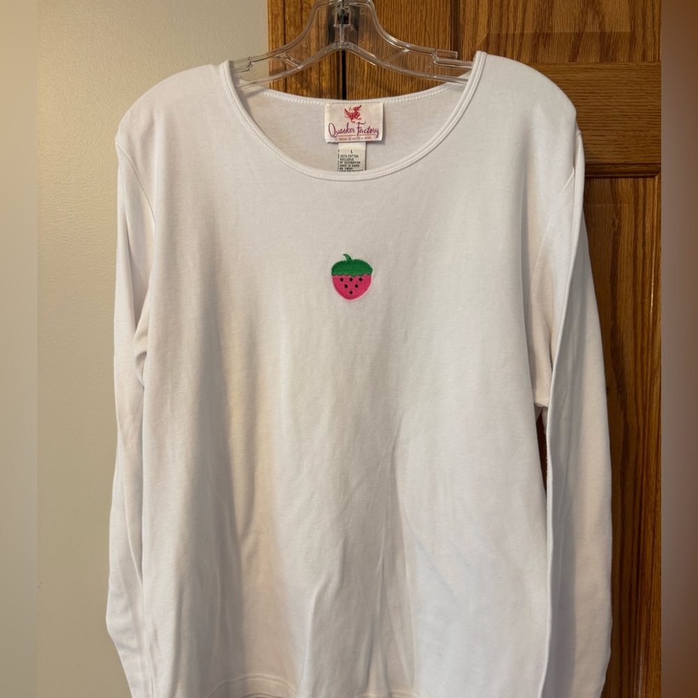 The Quacker Factory strawberry shirt AND D & Co. cardigan, QVC, XL - Picture 7 of 8